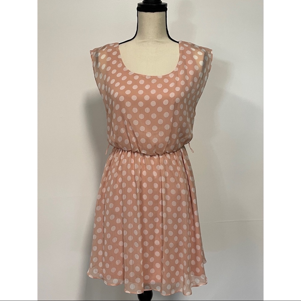 Iz Byer Sleeveless Polka Dot Mini Dress Pink Size S